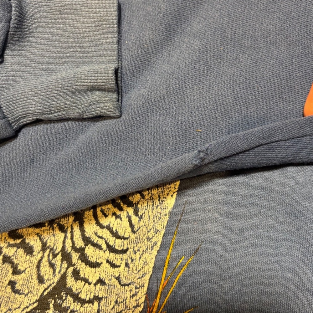 Vintage Snowy Owl Sweatshirt XL Blue Vintage Graphic Raglan Jerzees  USA  90s - Picture 9 of 10
